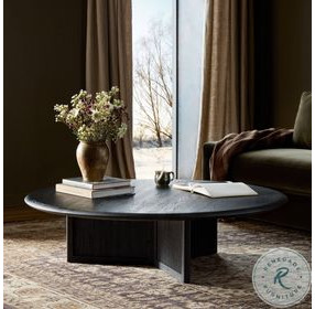 Rosenell Black Oak Veneer Round Occassional Table Set