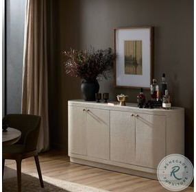 Amelia Ivory Painted Linen 4 Door Sideboard