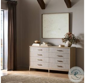 Rosenell Natural Oak Veneer 8 Drawer Dresser