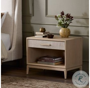 Rosenell Natural Oak Veneer Open 1 Drawer Nightstand