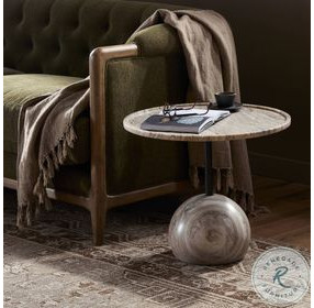 Viola Antique White Marble Round End Table