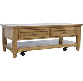 Brentwood Cascade Oak Rectangular Occasional Table Set with 2 Drawers