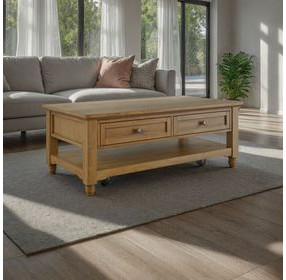 Brentwood Cascade Oak Rectangular Cocktail Table with 2 Drawers
