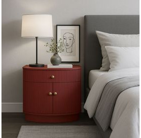 Olivia Burgundy 1 Drawer Nightstand