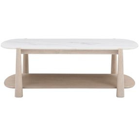 Horizons White Oak and White Marble Rectangular Occassional Table Set