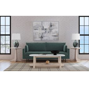 Horizons White Oak and White Marble Round End Table