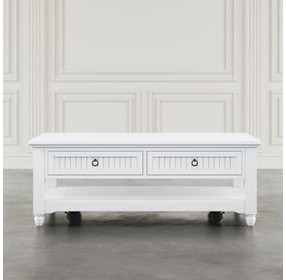 Westport White Rectangular Cocktail Table with Storage