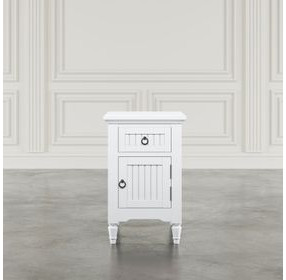 Westport White Rectangular Chairside End Table with USB Charging