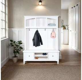 Westport White Hall Tree with Storage Bench