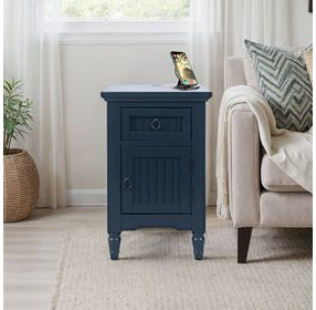 Westport Navy Rectangular Chairside End Table with USB Charging