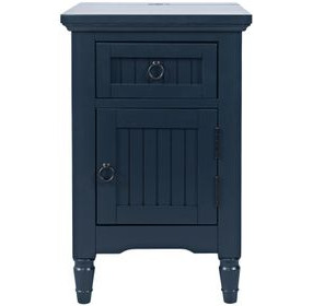 Westport Navy Rectangular Chairside End Table with USB Charging