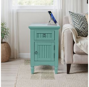 Westport Fern Green Rectangular Chairside End Table with USB Charging
