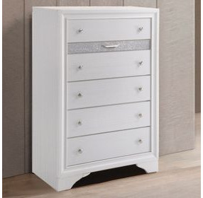 Naima White 5 Drawer Chest