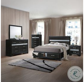 Naima Black Panel Storage Bedroom Set