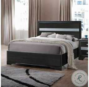 Naima Black Gloss Finish Twin Panel Bed