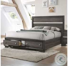 Naima Gray Eastern King Panel Bed with Storage