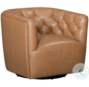 Mira Caramel Brown Leather Swivel Chair