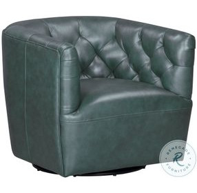 Mira Forest Green Leather Swivel Chair