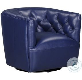 Mira Blue Leather Swivel Chair