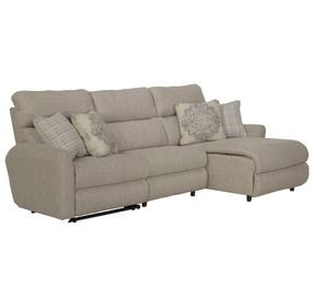 McPherson Buff and Winter 3 Piece Modular Power Reclining RAF Chaise Sectional with USB Charging