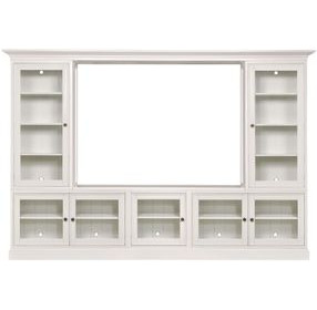 Structures Quintuple White 131" Entertainment Center with Piers
