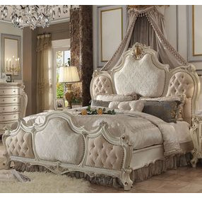 Picardy Antique Pearl Upholstered Panel Bedroom Set