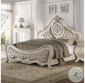 Ragenardus Antique White Queen Upholstered Panel Bed