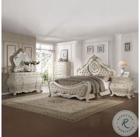 Ragenardus Synthetic Leather and Vintage Oak Upholstered Panel Bedroom Set