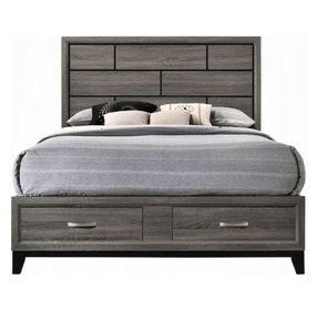 Valdemar Weathered Gray King Storage Panel Bed