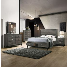 Valdemar Weathered Gray King Storage Panel Bed