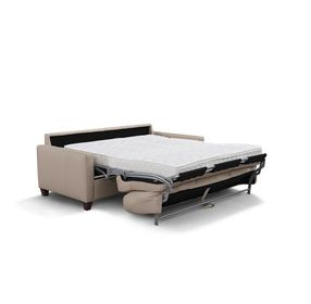 Verona Taupe Plain Leather 85" Queen Sleeper Sofa