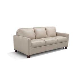 Verona Taupe Plain Leather 84" Sofa