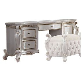Picardy Antique Pearl 3 Drawer Vanity Desk