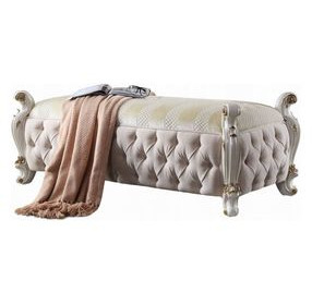 Picardy Antique Pearl Upholstered 58" Accent Bench