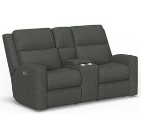 Score Midnight 74" Zero Gravity Power Reclining Loveseat with Console and USB Charging