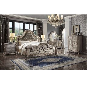 Dresden Vintage Bone White and Gray Upholstered Panel Bedroom Set