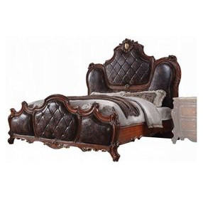 Picardy Dark Brown and Honey Oak Upholstered Panel Bedroom Set with Nailhead Trim