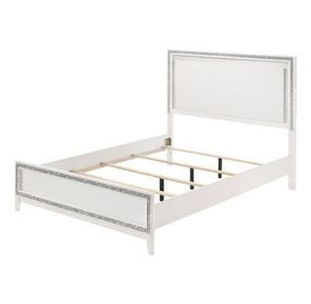 Haiden White King Panel Bed with LED
