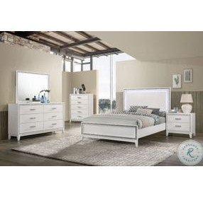 Haiden White Queen Panel Bed with LED