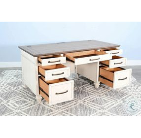 Legacy Loft White 66" Desk with 7 Drawers