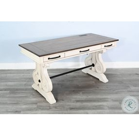 Hearthwood Haven Marble White and Buckskin 60" Desk with USB Port