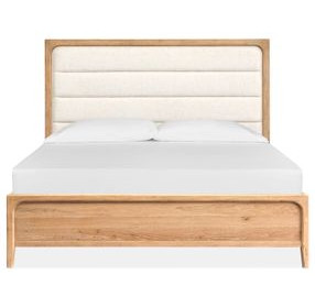 Somerset Butternut and White Performance Fabric California King Upholstered Panel Bed