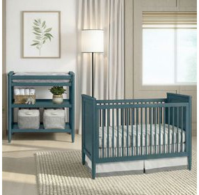 Modern Nursery Blue Convertible Crib
