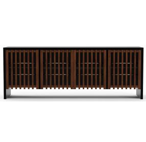 Pinstripe Dark Chocolate and Rich Walnut 4 Door Sideboard with LED