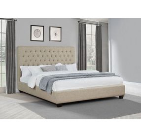 Chloe Oatmeal California King Upholstered Panel Bed