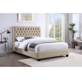 Chloe Oatmeal Upholstered Queen Panel Bed