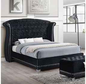 Barzini Black Upholstered Queen Platform Bed