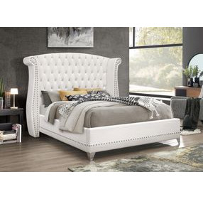 Barzini White King Upholstered Platform Bed