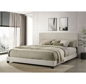 Dorian Cream and Black California King Upholstered Panel Bed