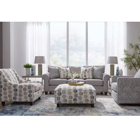 Amos Pebble Gray 87" Sofa with Throw Pillows